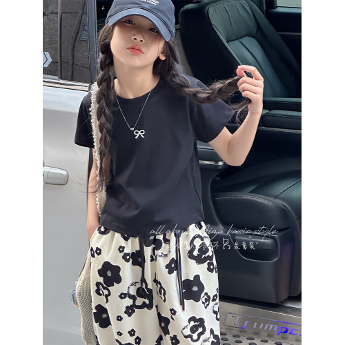 短款女童夏裝T恤兒童短袖上衣2025新款洋氣童裝女大童純棉衣服薄t