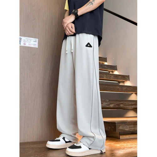 班尼路冰絲褲子男士夏季薄款寬鬆直筒濶腿褲青少年帥氣休閒運動褲