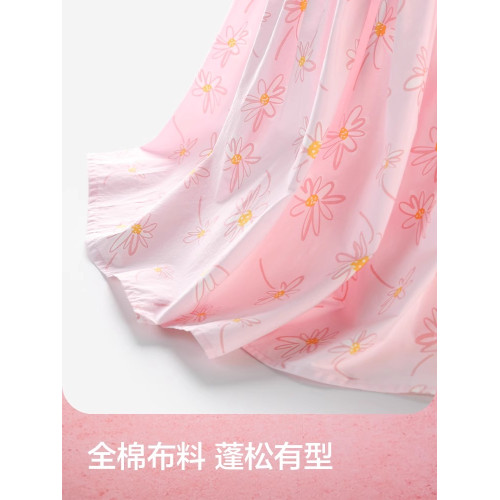 巴拉巴拉女童連衣裙中大童公主裙兒童小飛袖裙子2025夏裝新款童裝