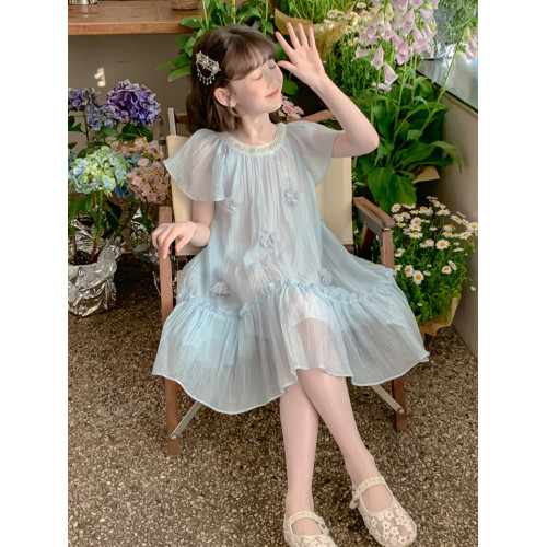 英國Next Svip藍色裙子女童連衣裙夏季薄款2025新款超好看裙子女