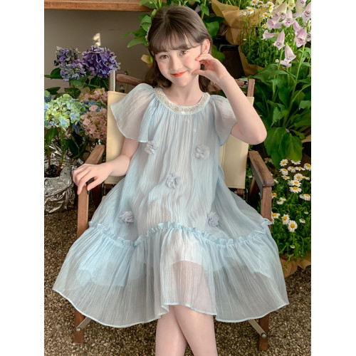 英國Next Svip藍色裙子女童連衣裙夏季薄款2025新款超好看裙子女