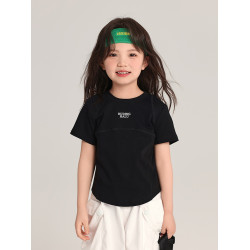 布丁哈魯童裝女童2025夏季新款兒童休閒洋氣涼感修身短袖速乾T恤