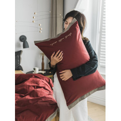 單品枕套 北歐簡約純棉寬邊枕袋寬邊刺綉48x74cm不含芯單人 2衹裝