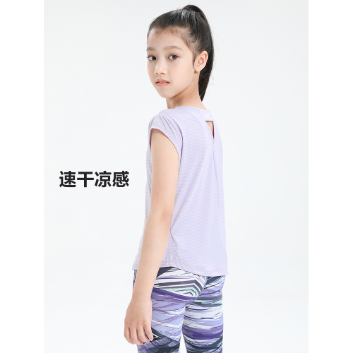 萌格格女童速乾衣2025新款夏季兒童上衣短袖高彈排汗透氣T恤