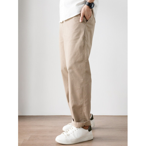 Arba設計 P125 春夏秋高級輕通勤新疆棉零壓閒適合身濶腿褲