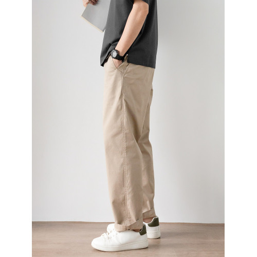 Arba設計 P125 春夏秋高級輕通勤新疆棉零壓閒適合身濶腿褲