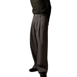 三木公白 秋冬復古西褲男垂墜高級感 日系寬鬆直筒濶腿褲休閒百搭