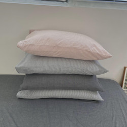 良品純棉細條紋枕套無印水洗棉48x74cm家用枕芯內膽套成人標準枕