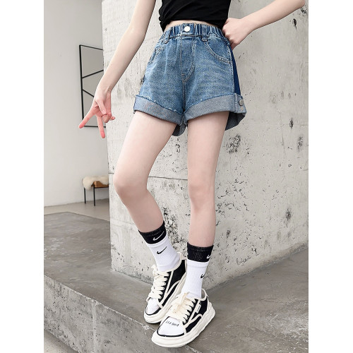 女童夏季薄款牛仔短褲外穿2025新款女大童兒童裝洋氣卷邊褲子夏裝