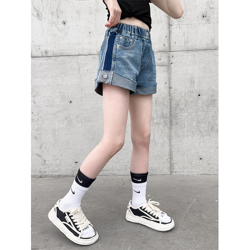 女童夏季薄款牛仔短褲外穿2025新款女大童兒童裝洋氣卷邊褲子夏裝