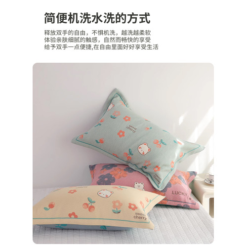 純棉紗布枕套一對裝新款四季通用成人款家用枕芯內膽套全棉枕頭套