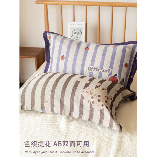 蘋果貓枕套純棉枕頭套單人可愛加厚全棉隔頭油家用新款
