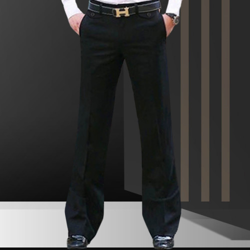2025年秋直筒微喇叭褲免燙西裝褲男商務垂感休閒西褲灰色寬松濶腿 2025年秋直筒微喇叭褲免燙西裝褲男商務垂感休閒西褲灰色寬松濶腿
