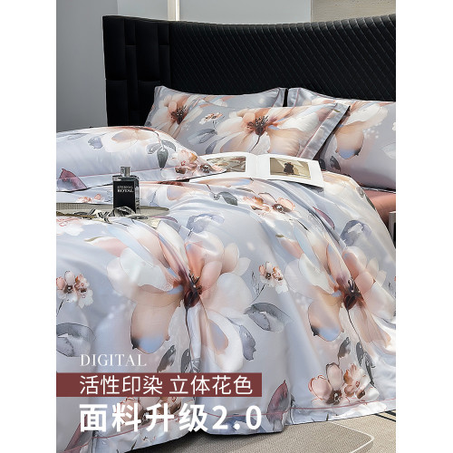 新款高支全棉被套單件150x200cm數碼印花貢緞四季純棉被罩230x230