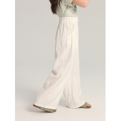 布丁哈魯童裝夏裝女童洋氣褲子2026新款兒童簡約百搭透氣濶腿長褲