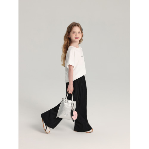 布丁哈魯童裝夏裝女童洋氣褲子2026新款兒童簡約百搭透氣濶腿長褲