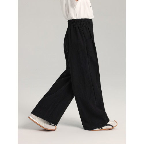 布丁哈魯童裝夏裝女童洋氣褲子2026新款兒童簡約百搭透氣濶腿長褲