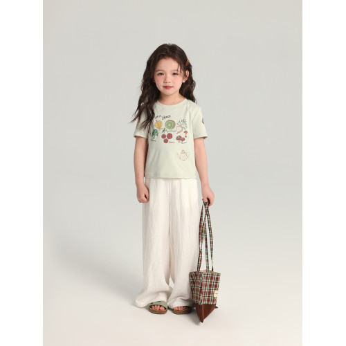 布丁哈魯童裝夏裝女童洋氣褲子2026新款兒童簡約百搭透氣濶腿長褲