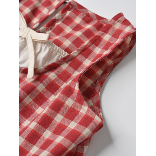 兒童圓領無袖背心裙 女童花邊連衣裙 假兩件 中大童 夏款 童裝