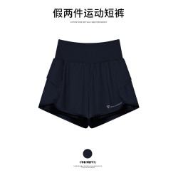 專業健身房訓練短褲女夏季新款假兩件瑜珈三分褲防走光跑步運動褲