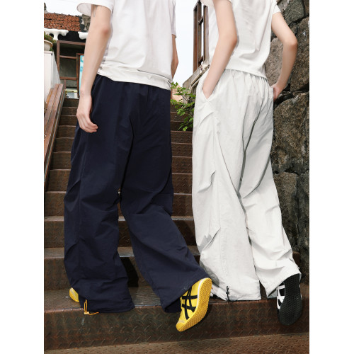 MANYSTON美式高街休閒長褲男夏季薄款潮牌寬鬆運動情侶款濶腿褲子