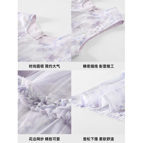女童連衣裙夏薄款2025新款童裝小女孩洋氣紫色夏裝裙子兒童公主裙