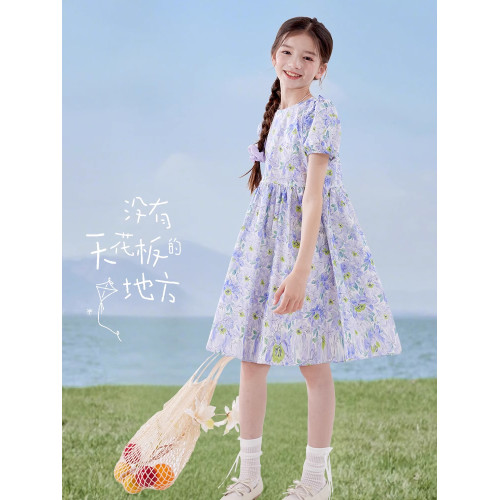 DOMIO女童連衣裙2025夏季新款大童女孩洋氣甜美公主裙兒童裙子薄