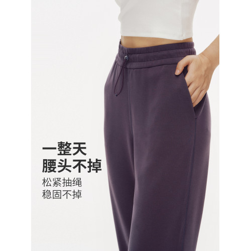 SPLAN修身直筒八分褲高腰提臀純色速乾健身褲垂感休閒運動褲百搭