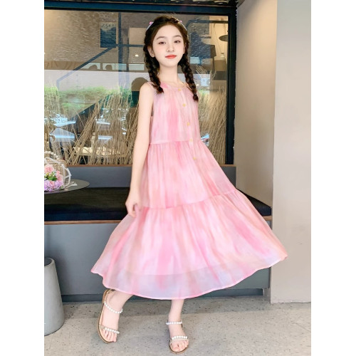 法國女童夏裝裙子2025新款童裝兒童夏天雪紡公主裙女大童夏連衣裙