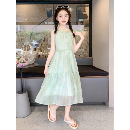 法國女童夏裝裙子2025新款童裝兒童夏天雪紡公主裙女大童夏連衣裙