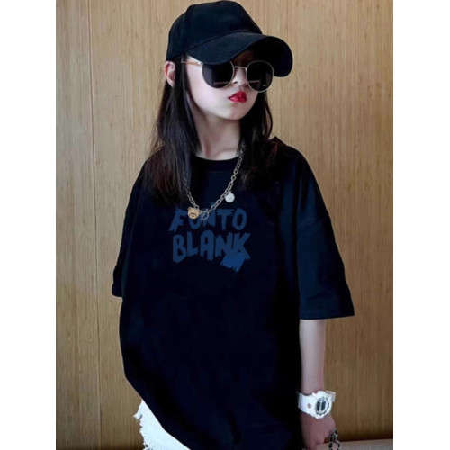 英國Next kiss女童短袖t恤純棉夏裝新款兒童大童寬松洋氣半袖上衣