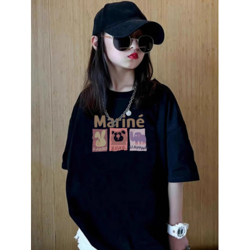 英國Next kiss女童短袖t恤純棉夏裝新款兒童大童寬松洋氣半袖上衣