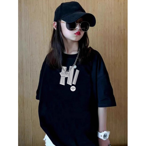 英國Next kiss女童短袖t恤純棉夏裝新款兒童大童寬松洋氣半袖上衣