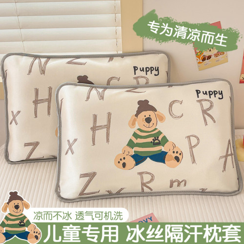 夏季兒童冰絲枕套2025新款30x50一對寶寶專用涼感枕芯內膽套單衹