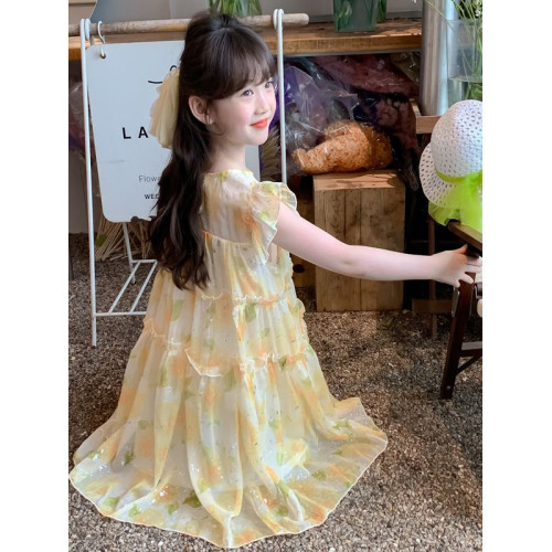女童連衣裙夏裝2025新款洋氣兒童裙子夏季童裝小女孩碎花背心裙