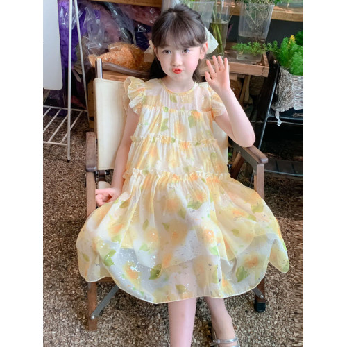 女童連衣裙夏裝2025新款洋氣兒童裙子夏季童裝小女孩碎花背心裙