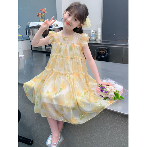 女童連衣裙夏裝2025新款洋氣兒童裙子夏季童裝小女孩碎花背心裙