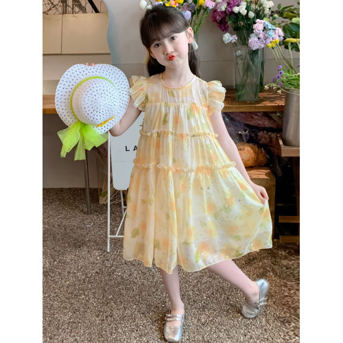 女童連衣裙夏裝2025新款洋氣兒童裙子夏季童裝小女孩碎花背心裙