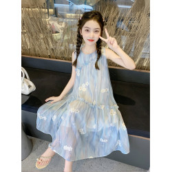 英國Next Svip藍色裙子女童連衣裙夏裝公主裙2025新款女大童夏季
