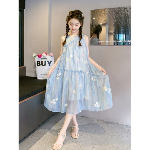 英國Next Svip藍色裙子女童連衣裙夏裝公主裙2025新款女大童夏季