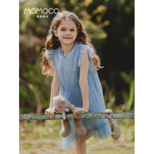MOMOCO/瑪米瑪卡2025夏新款女童連衣裙2025夏季兒童亮片公主紗裙