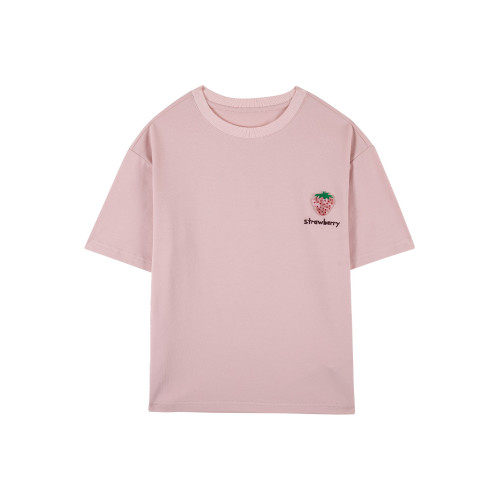 gxgkids童裝兒童短袖T恤夏裝新款女童粉色草莓印花女孩上衣寬松