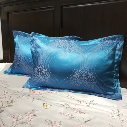 全棉貢緞提花枕套一對裝歐式枕頭套一對家用婚慶結婚乳膠枕枕芯套