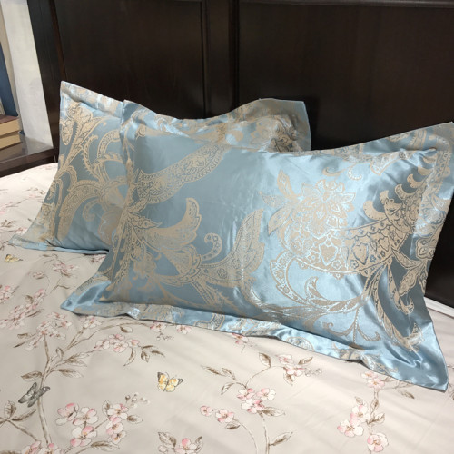 全棉貢緞提花枕套一對裝歐式枕頭套一對家用婚慶結婚乳膠枕枕芯套