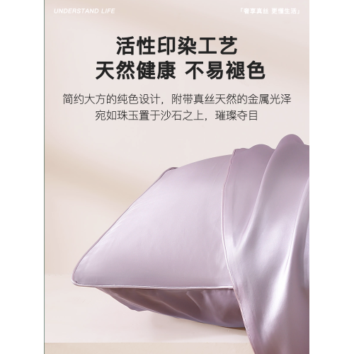 真絲枕套100%桑蠶絲絲綢19姆米重磅單面純色簡約枕頭套雙人親膚