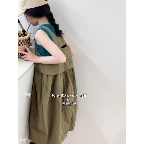 波拉bora韓國童裝女童連衣裙2025夏裝洋氣女孩背帶裙時髦中童裙子