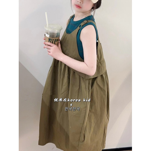 波拉bora韓國童裝女童連衣裙2025夏裝洋氣女孩背帶裙時髦中童裙子