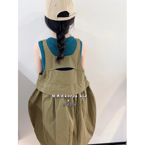 波拉bora韓國童裝女童連衣裙2025夏裝洋氣女孩背帶裙時髦中童裙子