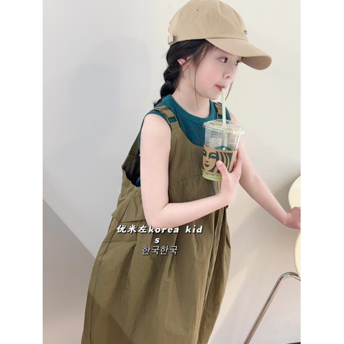 波拉bora韓國童裝女童連衣裙2025夏裝洋氣女孩背帶裙時髦中童裙子
