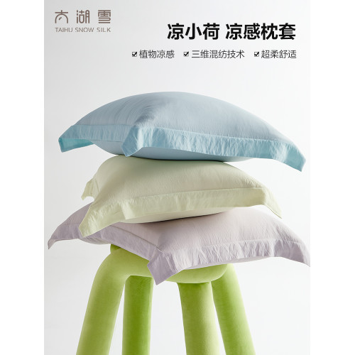 太湖雪枕套涼感夏天涼小荷家用枕頭套一對裝48x74cm